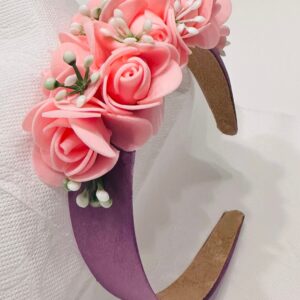 Pink Floral Headband with Artificial Roses – Elegant Hair Accessory