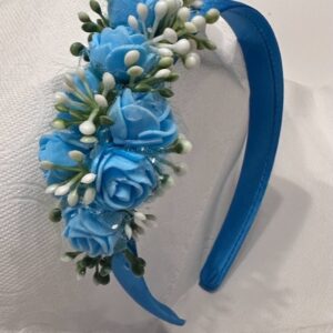 Elegant Blue Floral Headband – Handmade Rose Hair Accessory
