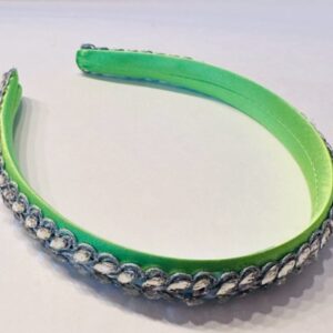 Elegant Green Satin Headband with Rhinestone Embellishments