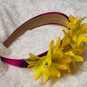 Magenta Headband with Bright Yellow Flowers