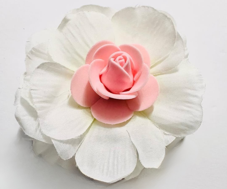 Elegant White & Pink Floral Hair Accessory
