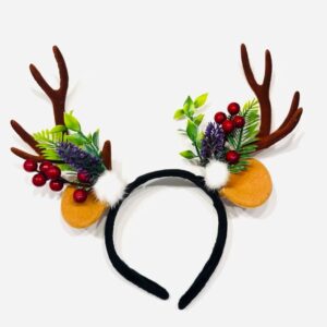 Christmas Reindeer Antler Headband with Festive Decorations
