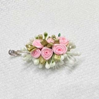 Elegant Pink Rosebud Floral Hair Clip