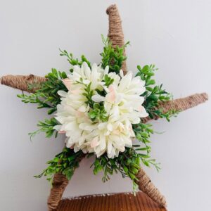Rustic Floral Star Wall Hanging – White Blooms & Greenery